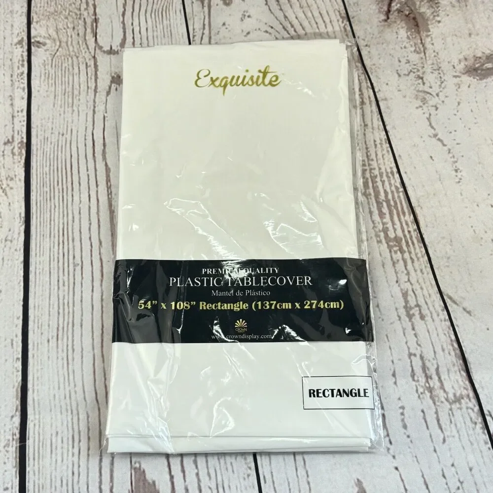 Exquisite Premium White Plastic Table Cover 54